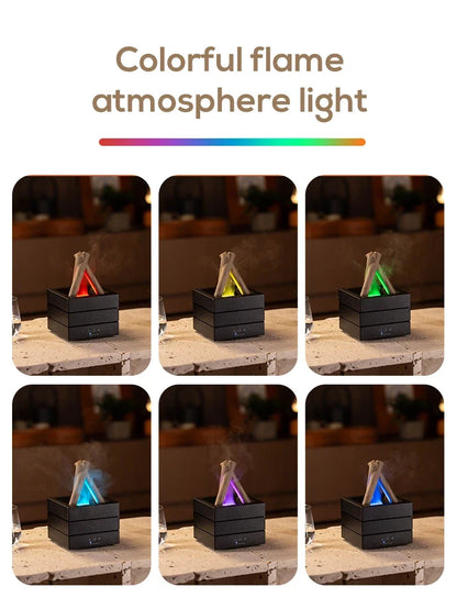 280ml Flame Aroma Diffuser USB Air Humidifier Colorful Atmosphere Light and Remote Control Bonfire Essential Oil Aroma Diffuser.