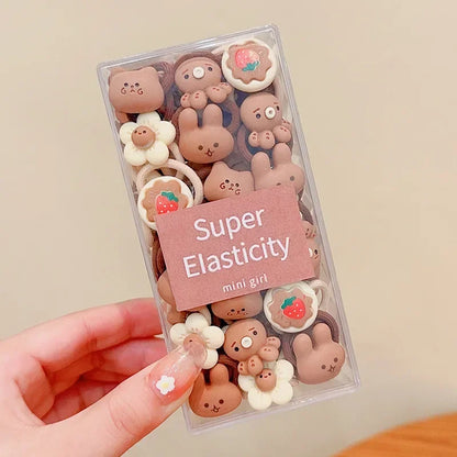 Coffee Color Children's Cute Cartoon Hair Rope Baby Thumb Loop Does Not Hurt Rubber Band Headwear Baby Tie Head  Small Pull.