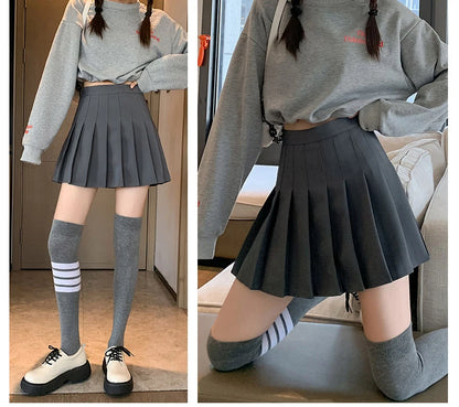 Zjaiss White Women Plus Size Pleated Skirts Summer High Waist Zipper Girls Dancing JK Black Fashion Student A Line Mini Skirts.