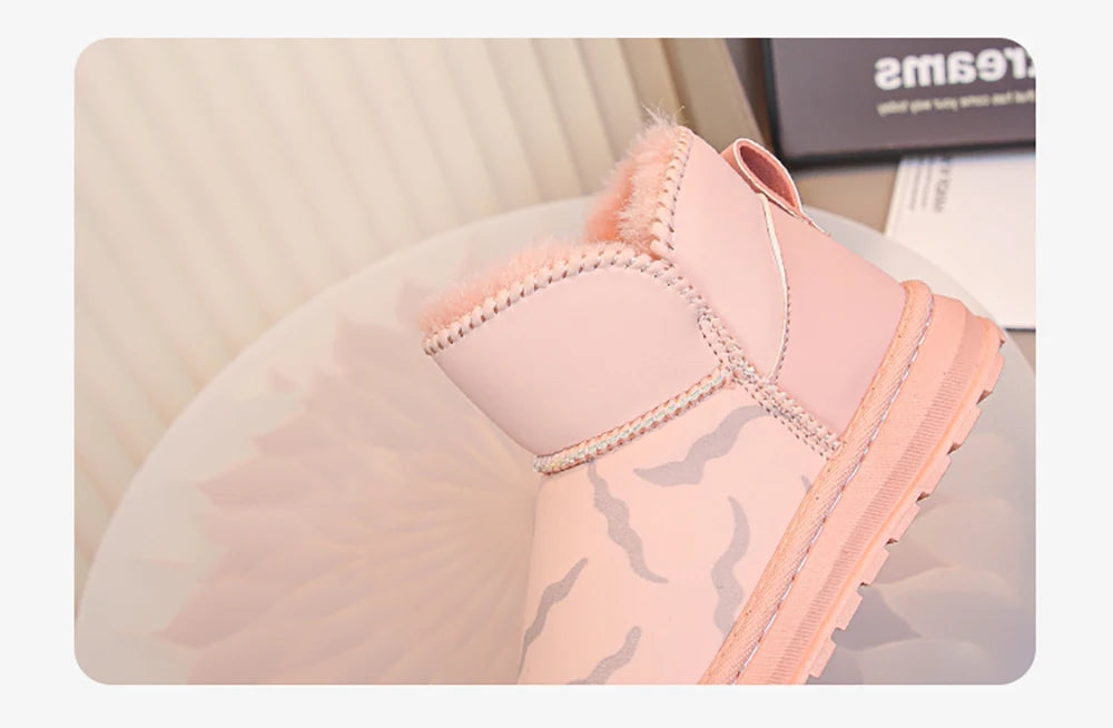 Winter Plush Boots For Children Thick Warm Faux Fur Snow Boots Soft-soled Anti-slippery Boy's Girl's Warm Boots Winter Shoes Kid.