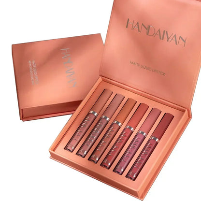 HANDAIYAN 6 PCS Lipstick Set Make-up for women Non stick Cup Waterproof Long lasting Cosmetics Korean makeup Matte lipstick.