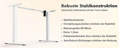 Devoko Höhenverstellbarer Schreibtisch Elektrischer mit Tischplatte 140x60cm Höhenverstellbarer Tisch Stehschreibtisch