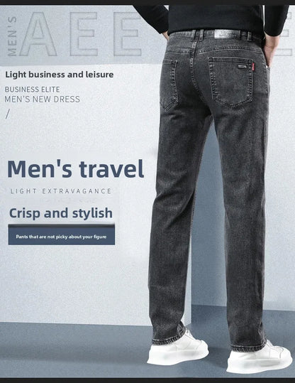 Slim Fit Casual Men's Jeans Youth Straight Leg Regular Business Elastic Long Trousers Autumn New Arrival from Mainland China.