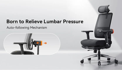 NEWTRAL MagicH-BPro Ergonomischer Stuhl mit Fußstütze, maßgeschneidert, ultimativer Komfort, automatisch ausgestellte Rückenlehne, Kopfstütze, adaptive Unterseite