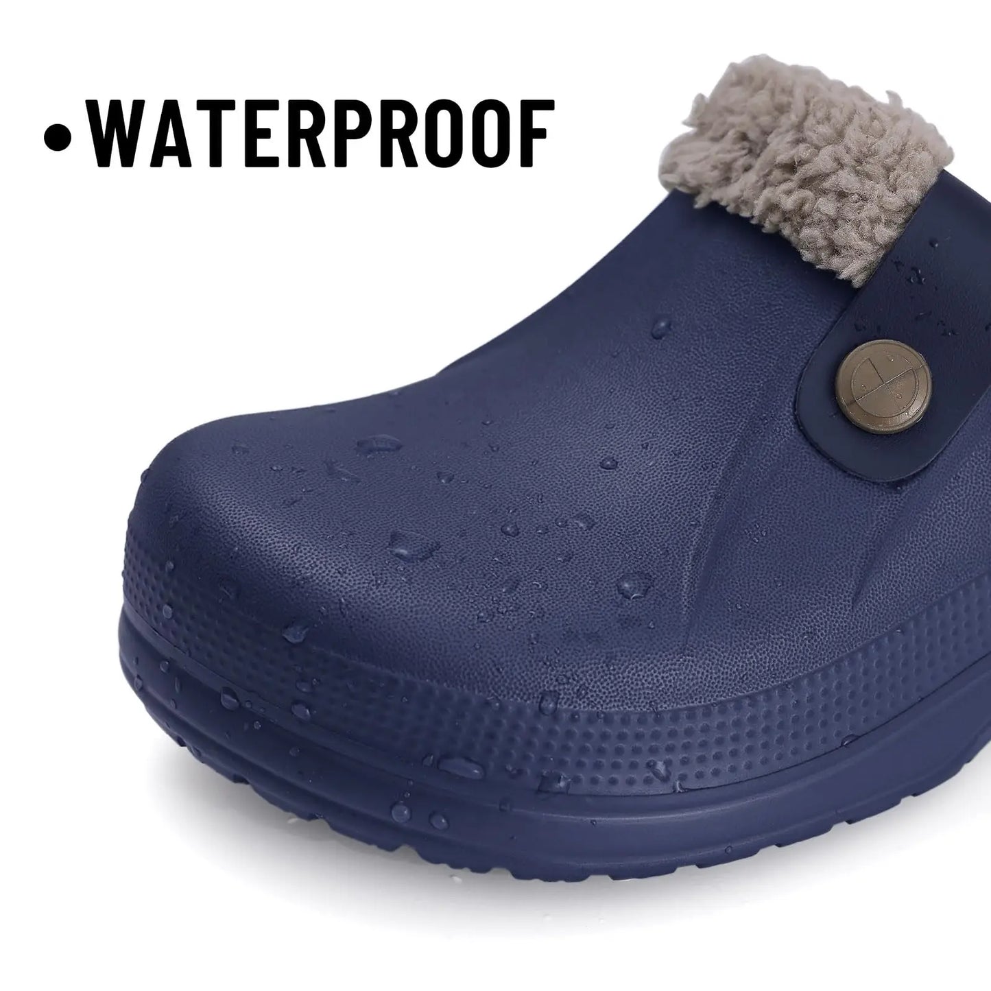 Eyriphy Classic Fur Lined Clogs For Women Waterproof Winter Fuzzy Slippers Mens Cotton Shoes For Indoor And Outdoor Rubber Soles.