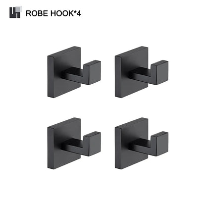 Schwarz Bad zubehör Edelstahl Set Wandre gal Handtuch halter Handtuch halter Taschentuch halter Kleider haken Toiletten bürste Anhänger