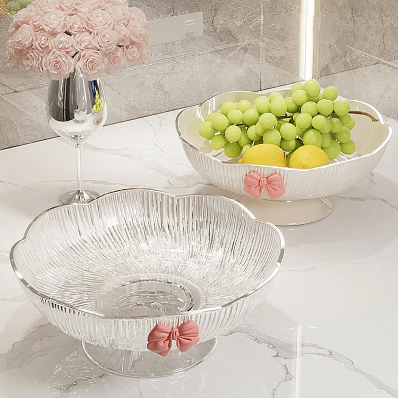 〔HM4〕1Pc Plastic Candy Fruit Plate for Home Coffee Table Candy Platter High-End Snack Placement Platter Ornaments.