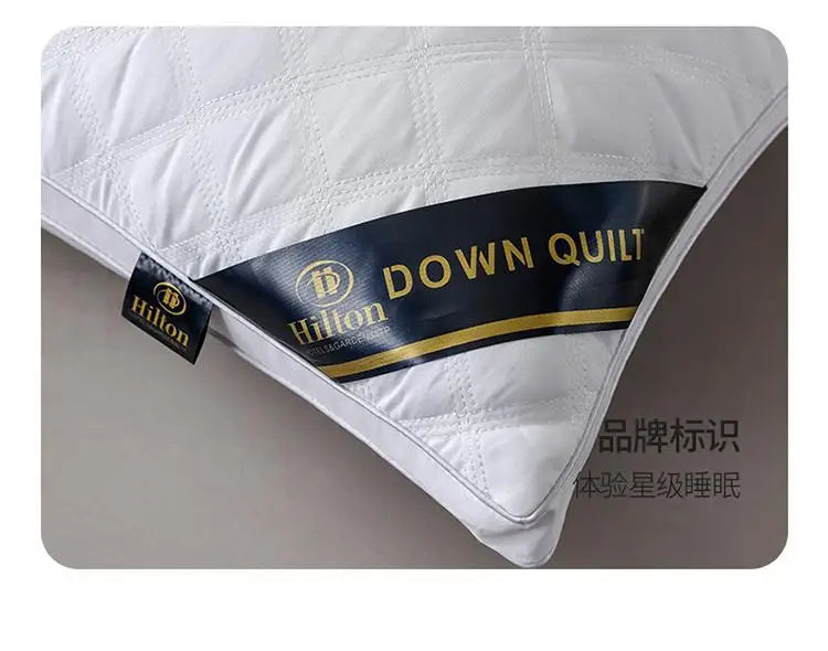 Popular hotel pillow with embroidered feather velvet core, high elasticity and no collapse, student neck protection pillow.