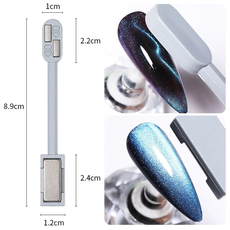 Cat Eye Magnet for Nails Double-Headed Nail Magnet Tool Set Strong Nail Art Magnet Stick 3D Line Strip Effect Manicure Design.