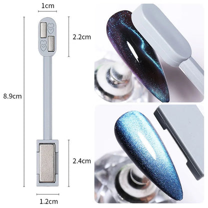 Cat Eye Magnet for Nails Double-Headed Nail Magnet Tool Set Strong Nail Art Magnet Stick 3D Line Strip Effect Manicure Design.