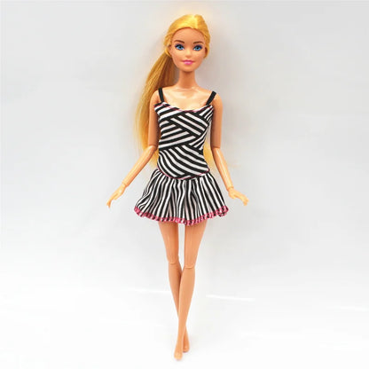 New 30cm 11 Joints Movable Doll with Clothes 1/6 Doll with Skirt Girls Play House Diy Dress Up Toy Gifts.