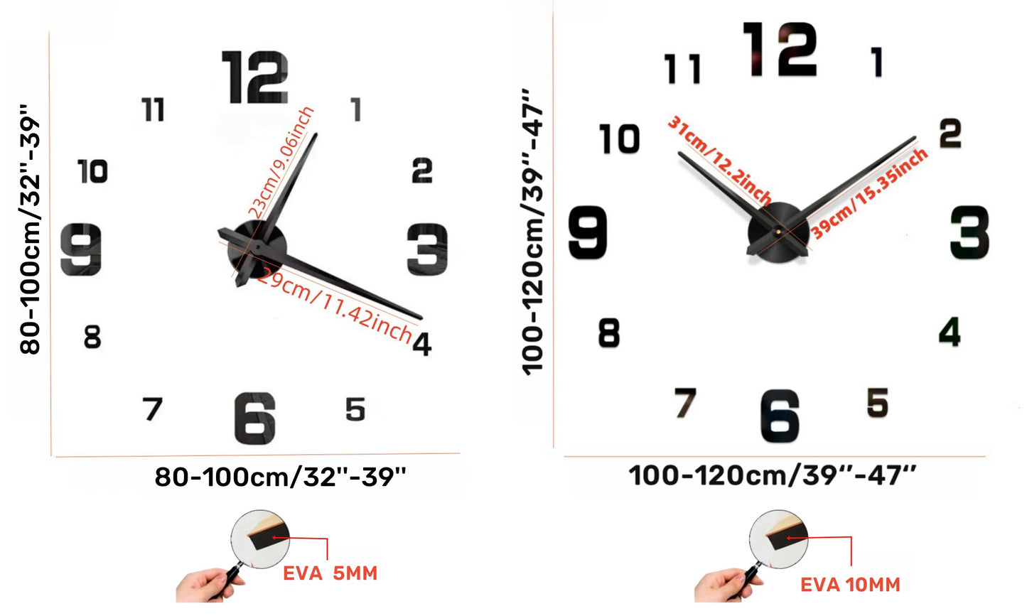 2D/3D Große Römische Ziffer Acryl Spiegel Wanduhr Aufkleber Mode DIY Quarz Uhren Uhr Hause Dekoration Wohnzimmer Aufkleber
