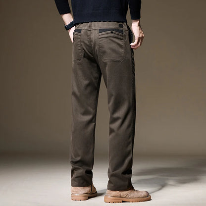 Autumn Winter High Quality Lyocell Fabric Casual Pants Men Solid color Business Fashion Straight Chinos Gray Brand Trousers Male.