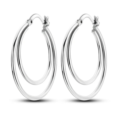 925 Sterling Silver Gold Color Circular Hoop Earrings Golden Earring Fit Original Charms Diy Fine Jewelry For Fashion Women
