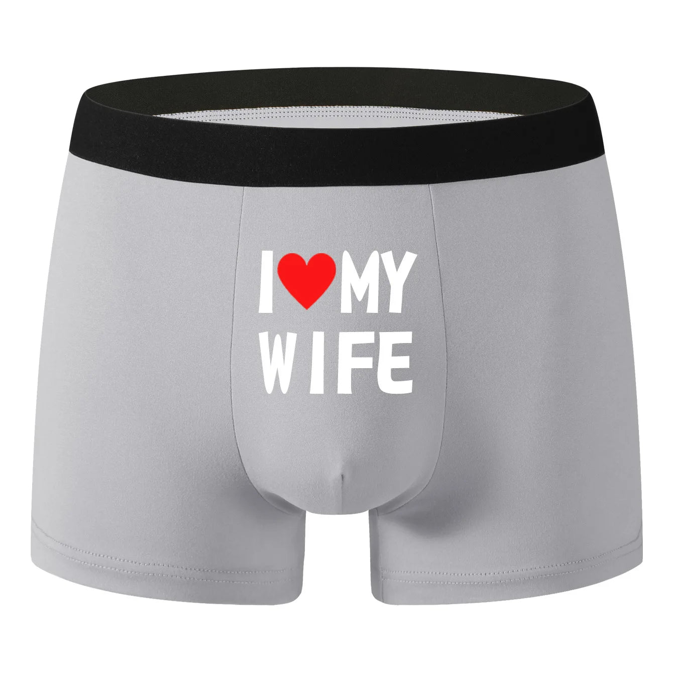 2PCS Herz Muster Männer Unterwäsche Schwarz Einfarbig Männer Boxer Mode Personalisierte Druck ICH Liebe Meine Frau Unterhose mann Geschenk