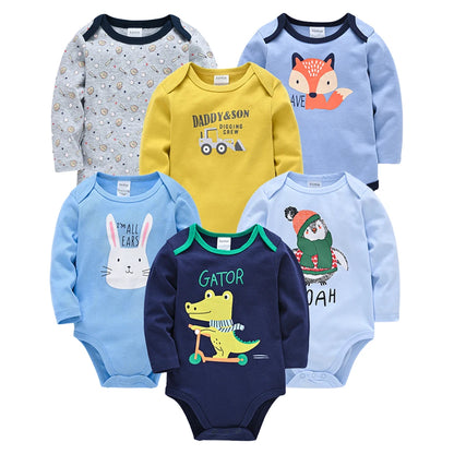 6 Stück 3 Stück Kavkas Baby-Body für Jungen und Mädchen, langärmelig, 100 % Baumwolle, Babykleidung, 0–12 Monate, Neugeborenen-Körper, Bebe-Overall-Kleidung