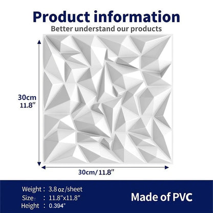 10pcs Diamond Design Decorated 3D Wallpanel, 30cmx30cm Matte White/Black/Golden, Diy Home Decoration Wallboard Wall stickers