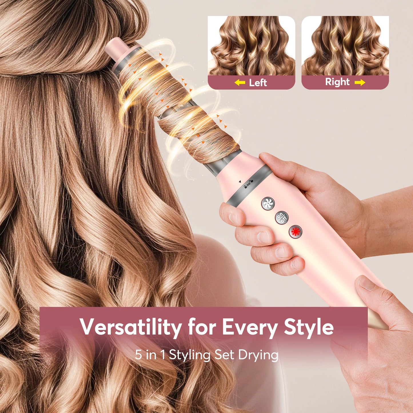 5 in 1 Hair Styler with Travel Bag Air Wrap 1200W Hair Dryer Straightening & Blow Dryer Brush for Multiple Styling Home Hotel