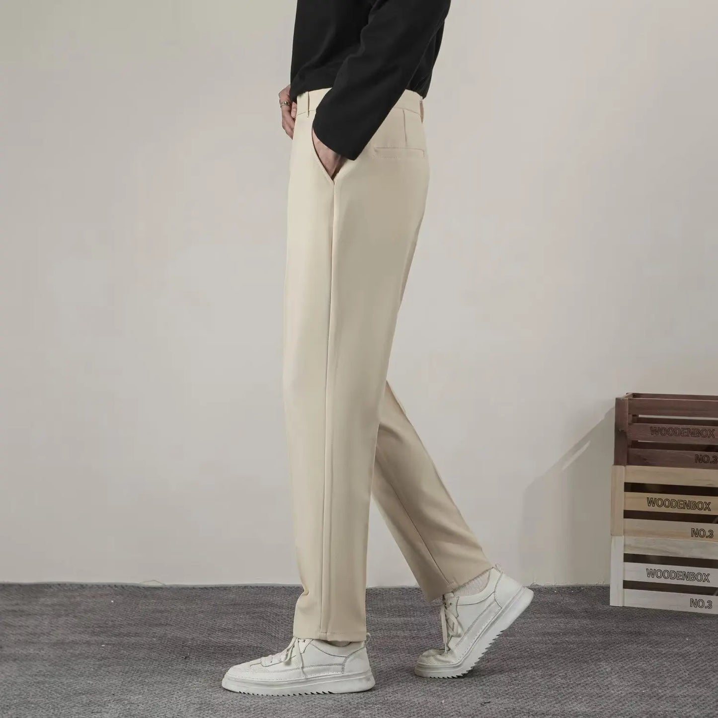Summer Men's Solid Color Straight Casual Pants Fashion Classic Business Casual Male Brand Clothing Classic Slim Suit Trousers.