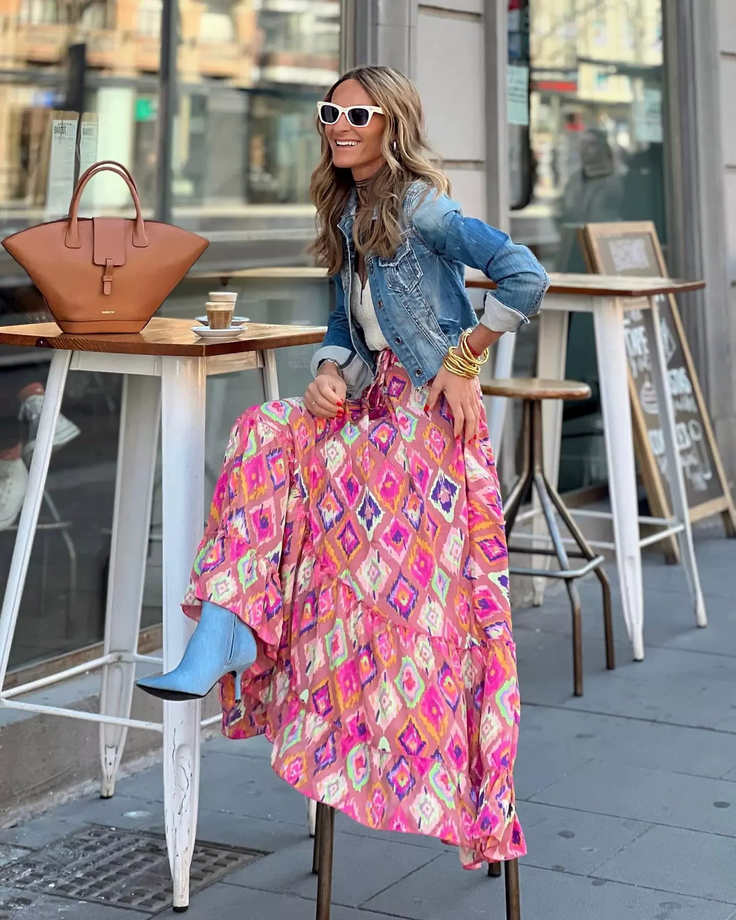 2025 Women's Skirt Elastic Waist Big Skirt Fashion Print High Street Vacation Beach Long Skirt for Female.