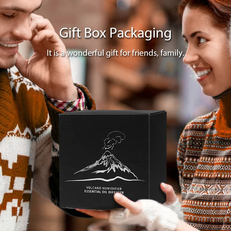 KINSCOTER Volcanic Aroma Diffuser Essential Oil Lamp 130ml USB Portable Air Humidifier with Color Flame Night Light.