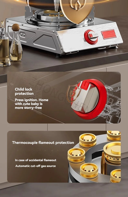 5.2KW Liquefied Gas Stove Range Single-range Energy-saving Flameout Protection Fierce Fire Stove.