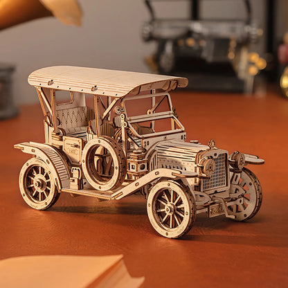 Classic Car 3D Car Wooden Puzzle Scale Model,DIY Model Kit, Handcraft Gift,Home Decoration,Mechanical Model Kit, Building Toy.