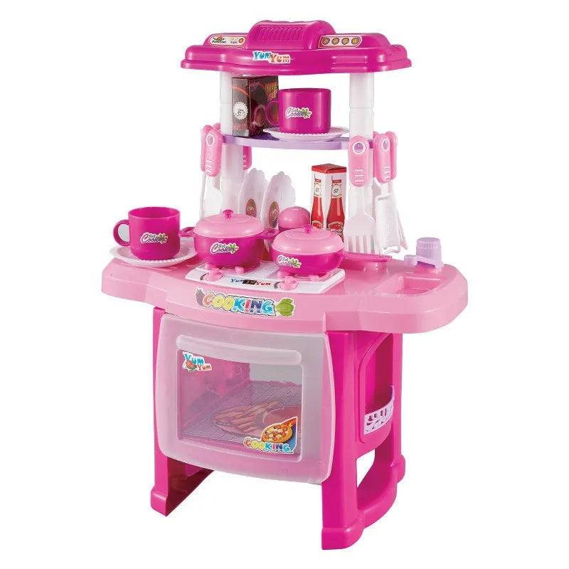 Dining Table for Pretend Food Kitchen Toys for Kids Ages 3-8,Play Kitchen Accessories W/Real Sounds Light, for Boys, Girls.