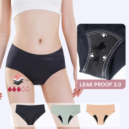 Seamless 4-Layer Menstrual Panties Mid-brief Breathable Reusable Leakproof Underwear for Women Fast Absorption.