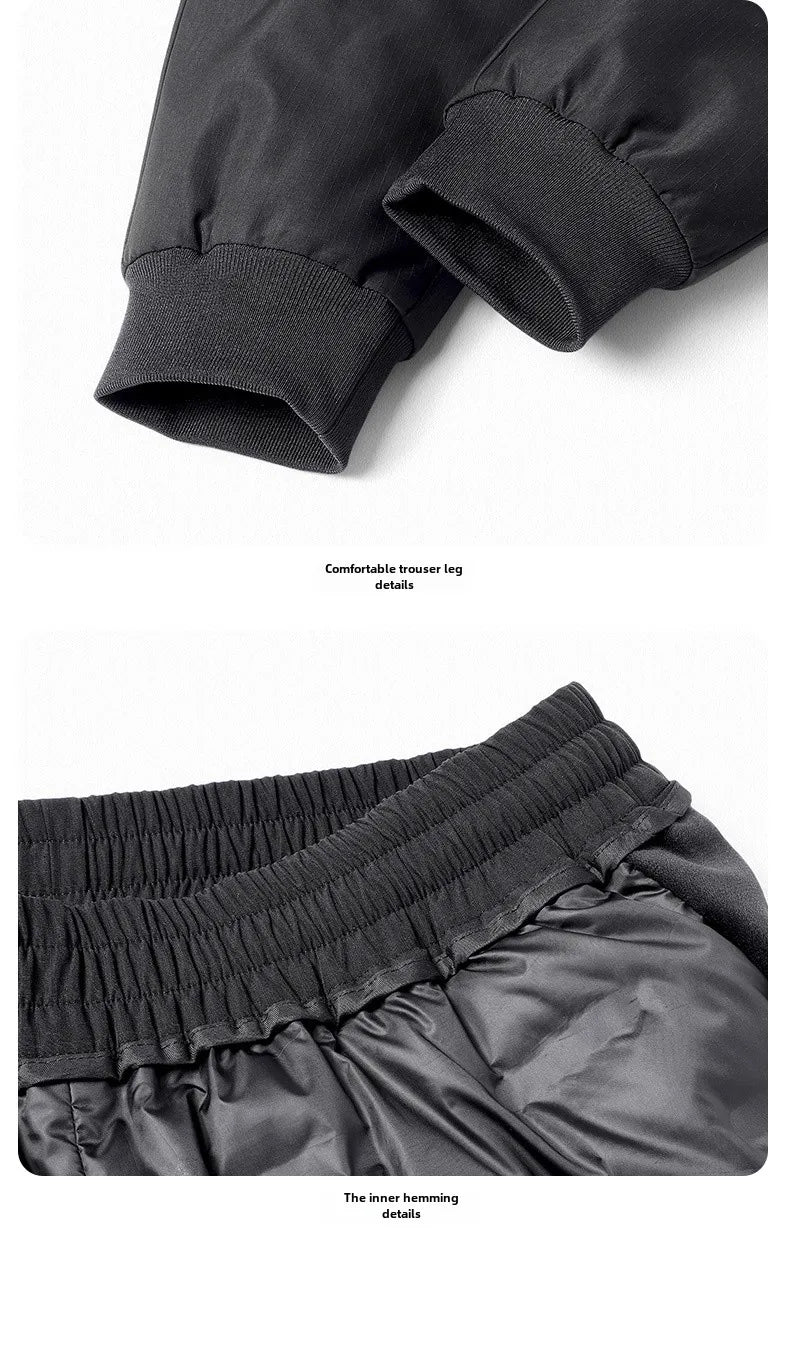 Winter Down Pants Men's Casual Waterproof Zipper Pocket Thick 90% Duck Down Cargo Pants Male Jogger Outdoor Warm Sports Pants