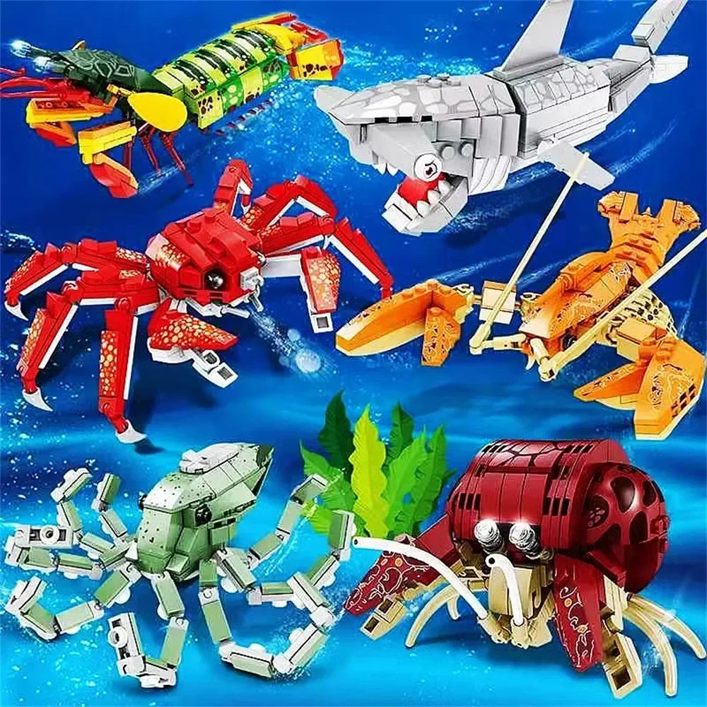King crab Realistic Educational Ocean Creature Model Building Blocks Toys Easy Assembly,Ideal Holiday Gift for Kids Birthday.