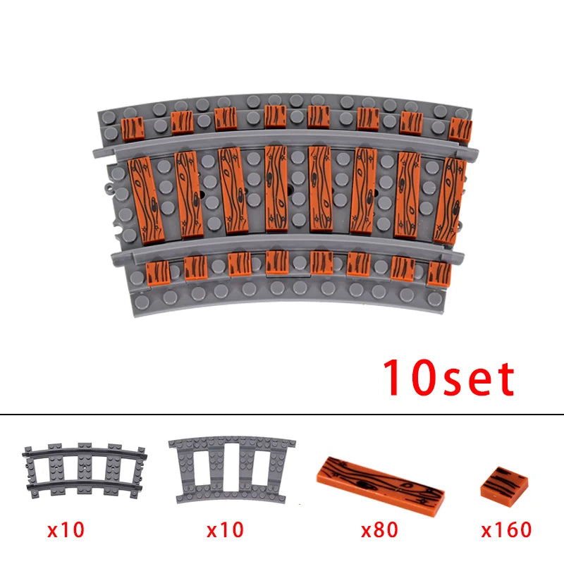 MOC City Creative Idea Train Straight and Curved Rails Base Tracks Shoulder Building Blocks Bricks Accessories DIY kid Toys gift.