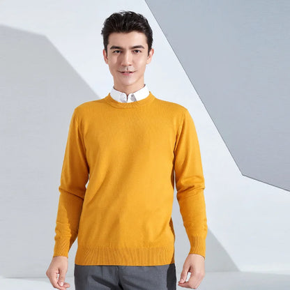 Autumn Winter Men Cashmere Sweater O-neck Soft Warm Pullovers Male Loose Knitted Shirt Korean men's winter blouse.