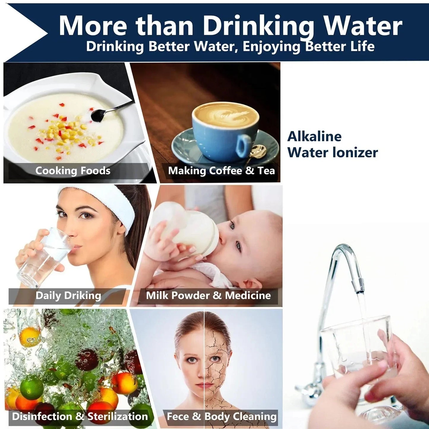 EHM-729 Hydrogen Rich Water Machine Electrolyzed Water Drinking Water Household Water Purifier Water Filter System.