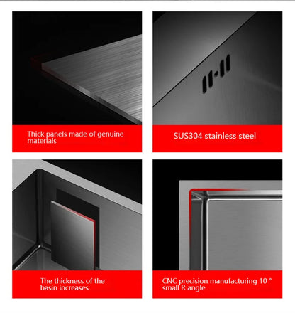 Stainless Steel Kitchen Sink Large Single Slot Undermount Basin Household Washbasin Multifunctional Sinks Apartment
