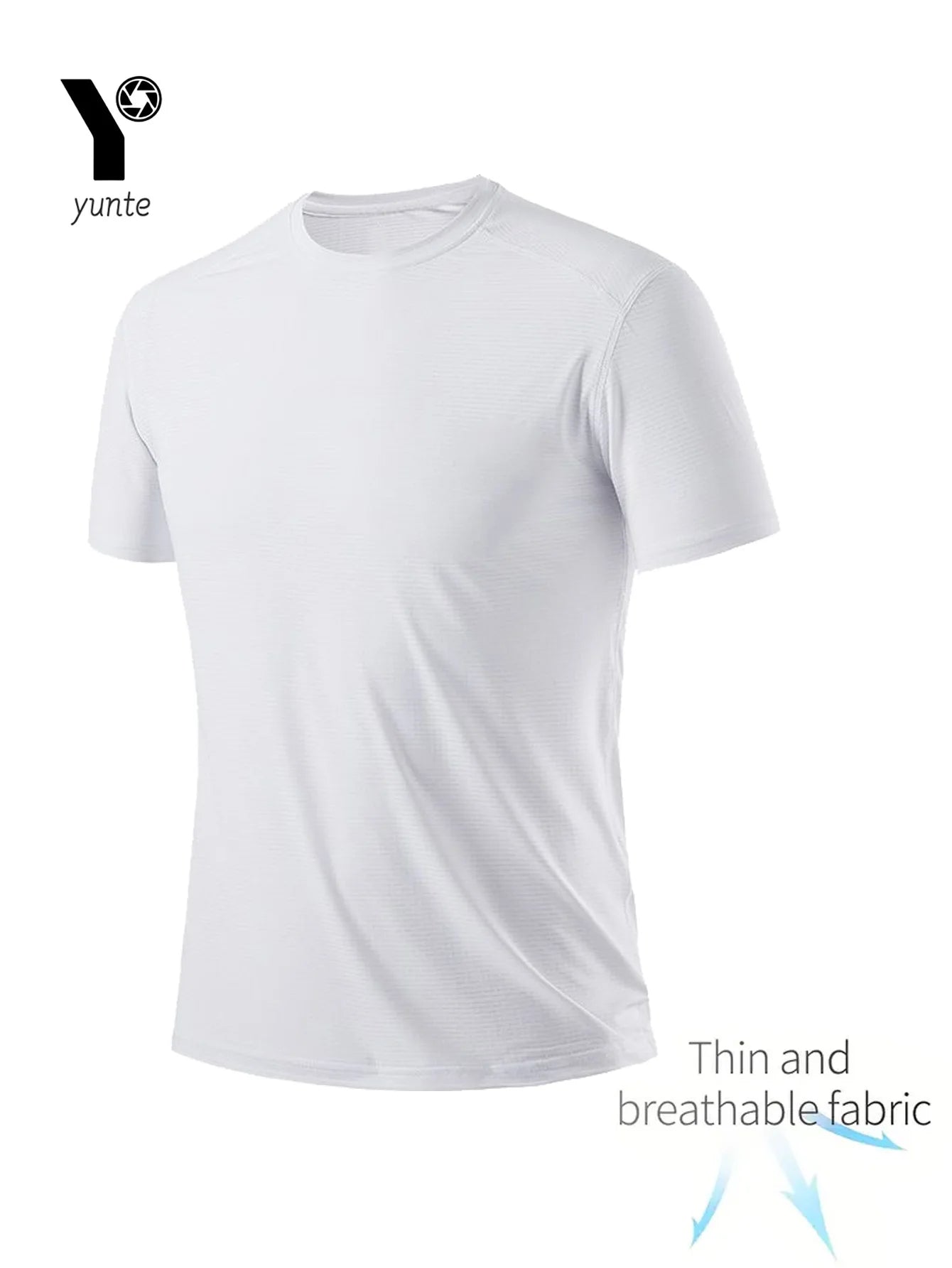 Round Neck T-Shirt 7-Piece White Ultra-Light Men's Quick-Drying Breathable Sweat-Absorbent Shirt Suitable for Fitness Gym and Ru.
