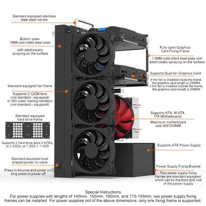 DIY Chassis X79 X99 Computer Case ATX Open Motherboard Holder ATX/-ATX/ITX Open Chassis PC Frame Chassis with Fine Mesh Steel.