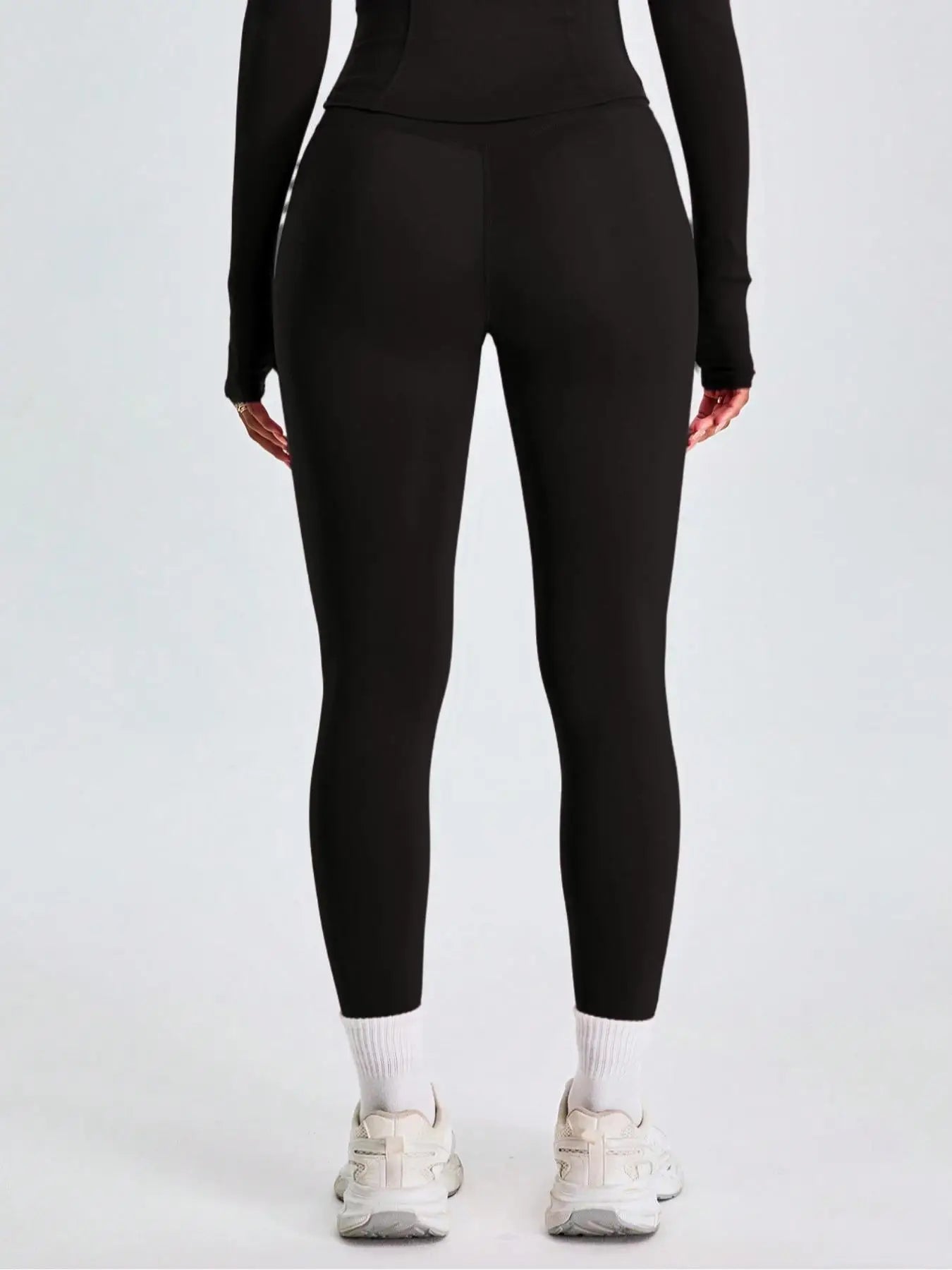 Fitfemme Two-piece Set Women's Solid Zip UpMock Neck Sports Jacket & HighWaist Leggings Set, SportyBreathable Quick Drying.