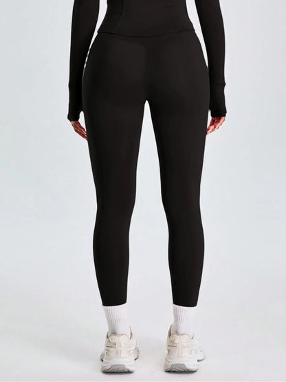 Fitfemme Two-piece Set Women's Solid Zip UpMock Neck Sports Jacket & HighWaist Leggings Set, SportyBreathable Quick Drying.