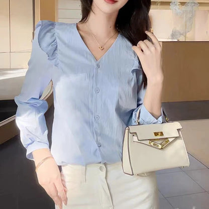 Long Sleeve Casual Shirt Women Shirts Spring Autumn Fashion Female Solid Blouse Tops Office Lady Sweet Shirts Girl.