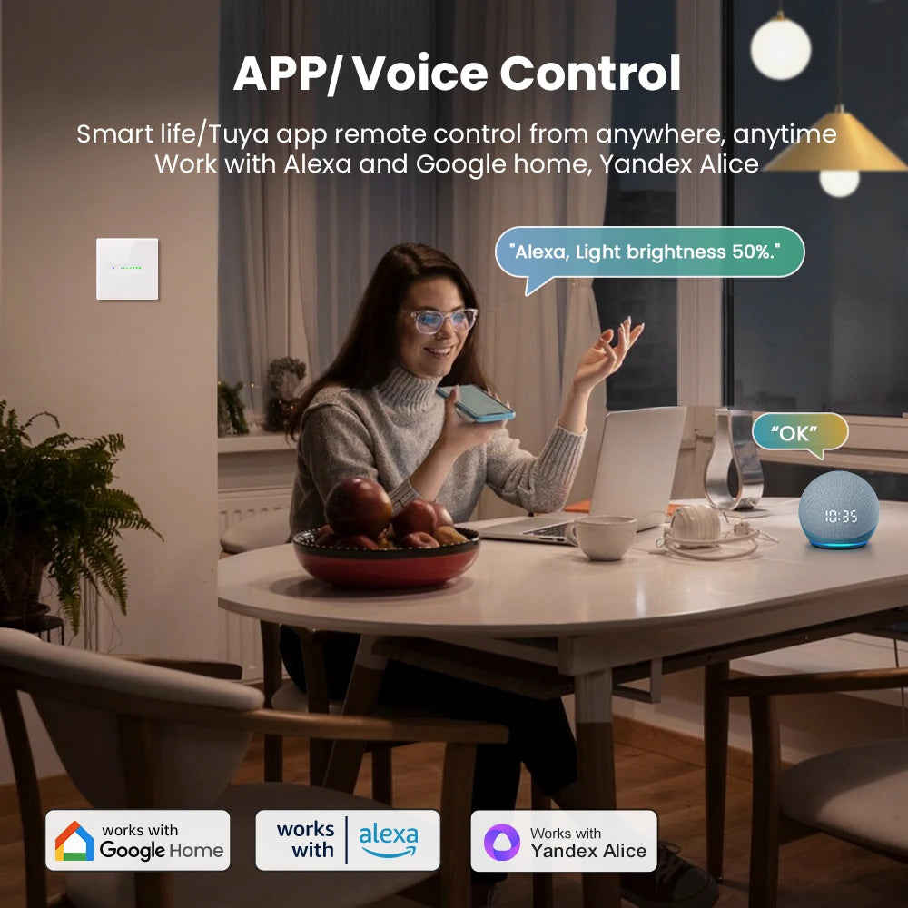 AVATTO Tuya WiFi Smart Dimmer Schalter EU 1/2 Gang Touch Licht Schalter Glas Panel APP Fernbedienung Funktioniert Mit Alexa Google hause.