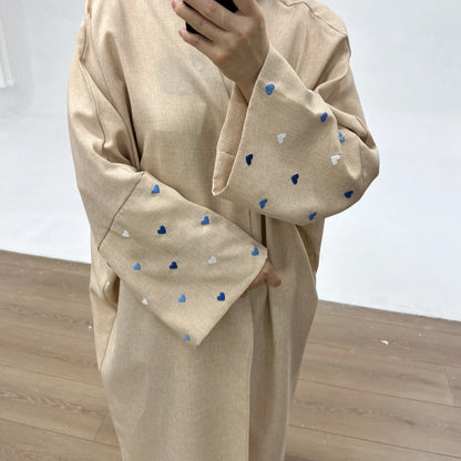 2025 Ramadan Eid Open Butterfly Moon Heart Modest Kimono Abaya Dubai Turkey Muslim Dress Abayas for Women Kaftan Kebaya Caftan.