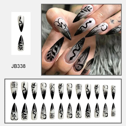 24pcs Blood Red Fake Nails Gradient Long Pointed False Nail Patch Full Cover Wearable Fake Nail Tips Halloween Manicure Sets.