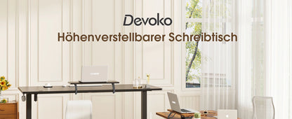 Devoko Höhenverstellbarer Schreibtisch Elektrisch 160×70cm mit Monitorständer,Ergonomisches Sitz-Stehpult (Weiß)