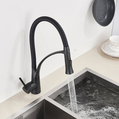 Matte Black  Kitchen Sink Faucet Pull Down Swivel Spout Kitchen Sink Tap Deck Mounted Bathroom Hot and Cold Water Mixers