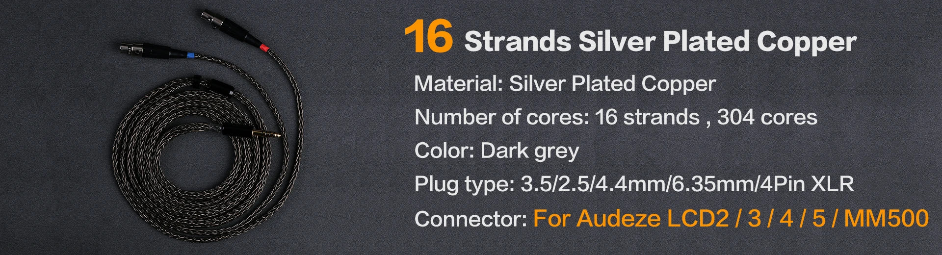 OPENHEART Kingwood 8 Core Litz OCC Headphone Cable 1 to 2 jack dual 3.5/2.5/4.4mm/XLR Pure copper Balanced Replacement Cable.