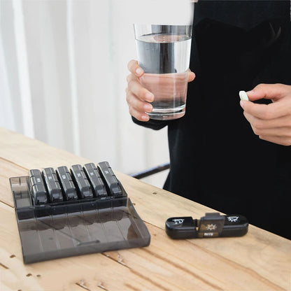 Weekly 6/7/8/10/21 Grids Pill Box Medicine Organizer Black Plastic Storage Box Container Portable Pill Case.