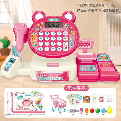 Children's Play Home Simulation Supermarket Cashier Cartoon Frog Shopping Computer with Sound Effects Girl Toys.