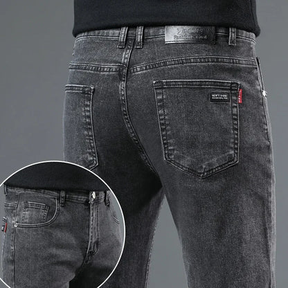 Slim Fit Casual Men's Jeans Youth Straight Leg Regular Business Elastic Long Trousers Autumn New Arrival from Mainland China.