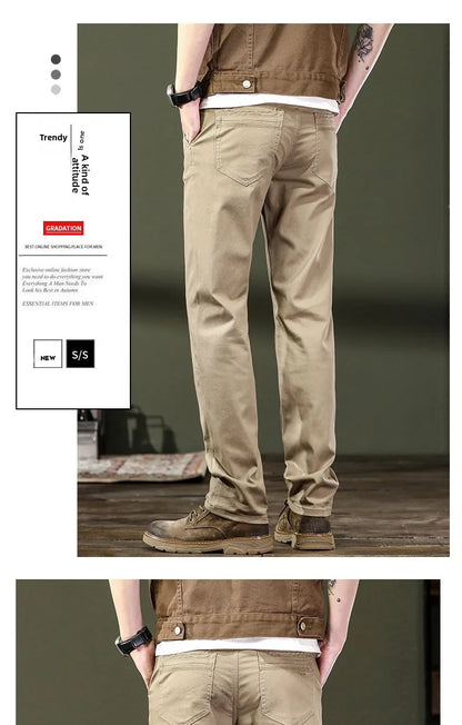 Seven-Color Stretch Jean Men's Trendy Wild Simple 97% Cotton High-End Slim-Fitting Small Straight Casual Men's Clothing Trousers